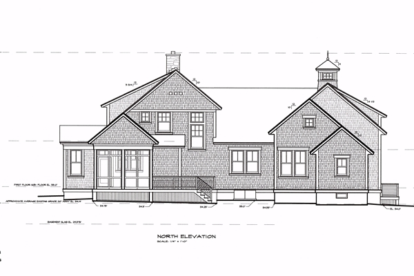 Wallace Woods North Elevation Kennebunkport Maine Architects